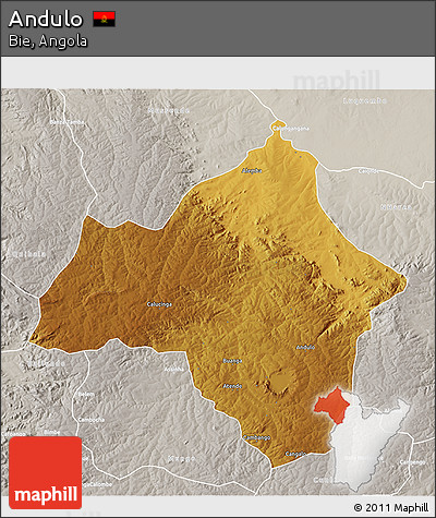 Physical 3D Map of Andulo, lighten, semi-desaturated