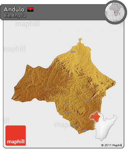 Physical 3D Map of Andulo, single color outside