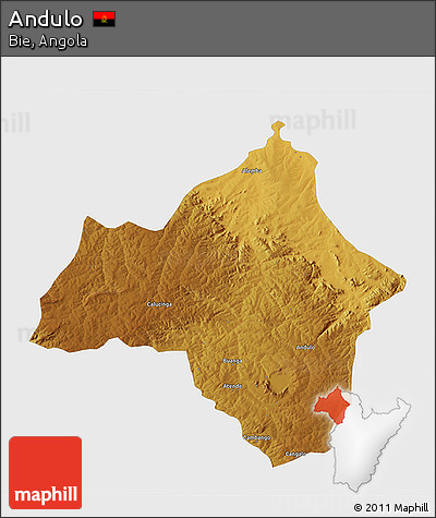 Physical 3D Map of Andulo, single color outside