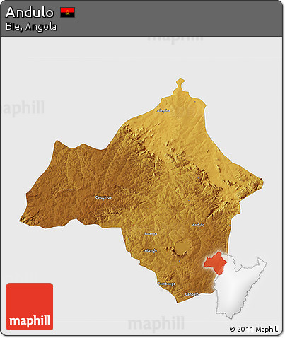Physical 3D Map of Andulo, single color outside