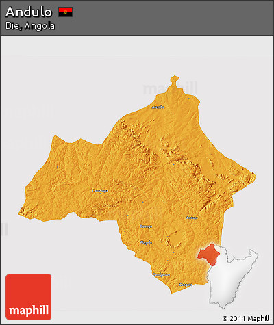 Political 3D Map of Andulo, cropped outside