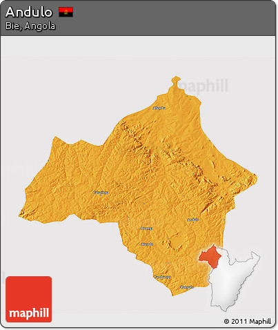 Political 3D Map of Andulo, cropped outside