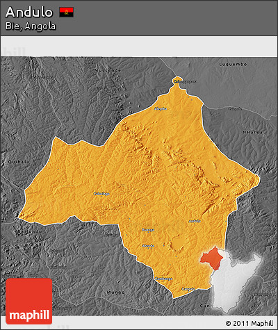 Political 3D Map of Andulo, darken, desaturated