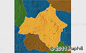 Political 3D Map of Andulo, darken