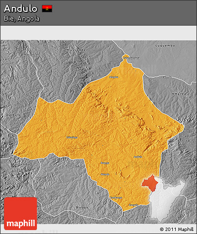 Political 3D Map of Andulo, desaturated
