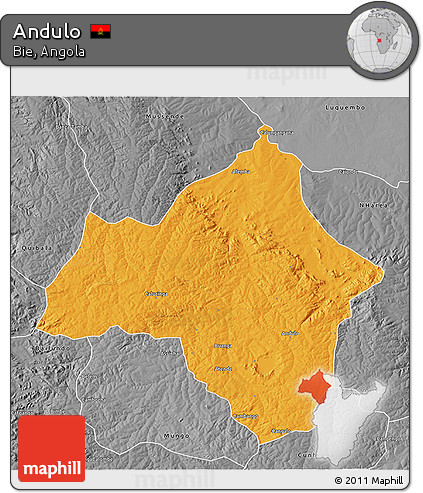 Political 3D Map of Andulo, desaturated