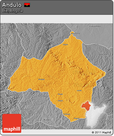 Political 3D Map of Andulo, desaturated