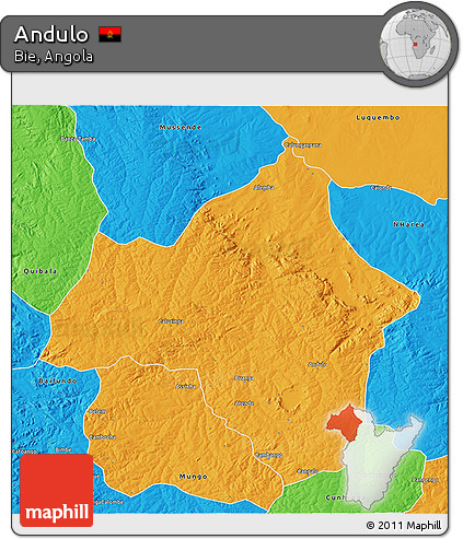Political 3D Map of Andulo