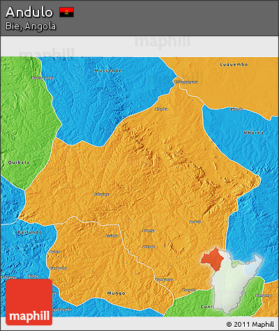Political 3D Map of Andulo