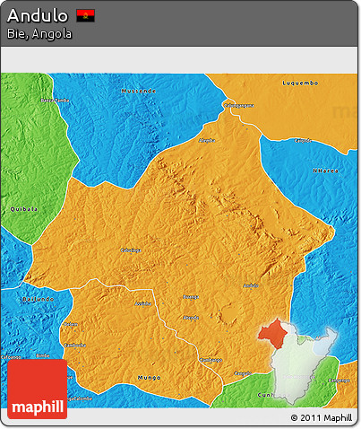 Political 3D Map of Andulo
