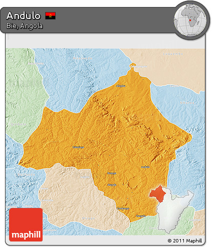 Political 3D Map of Andulo, lighten
