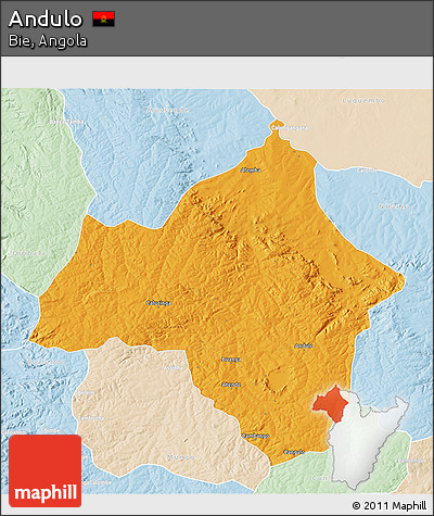 Political 3D Map of Andulo, lighten