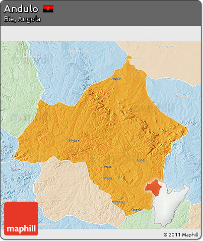 Political 3D Map of Andulo, lighten