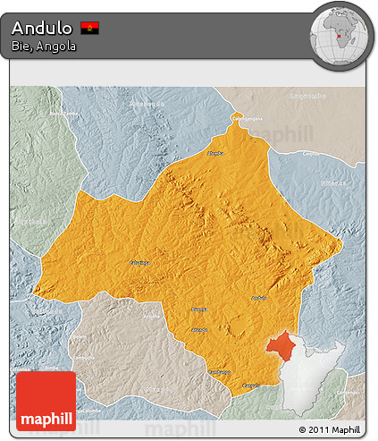 Political 3D Map of Andulo, lighten, semi-desaturated