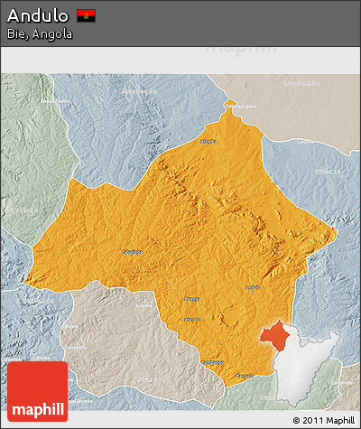 Political 3D Map of Andulo, lighten, semi-desaturated