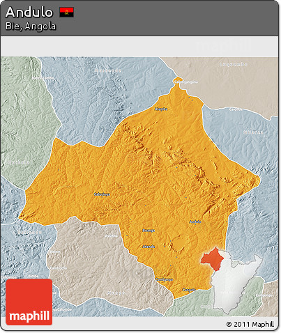 Political 3D Map of Andulo, lighten, semi-desaturated