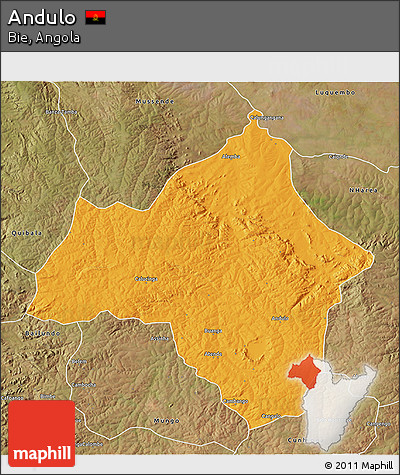Political 3D Map of Andulo, satellite outside