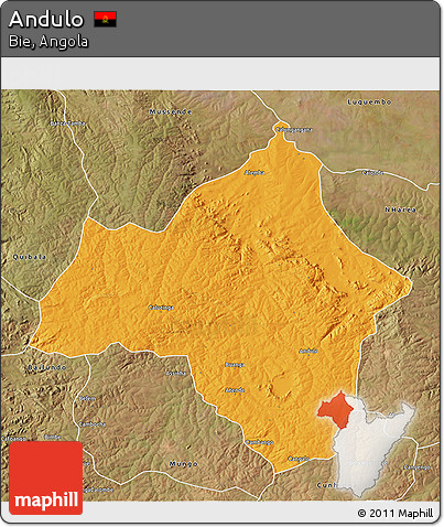 Political 3D Map of Andulo, satellite outside