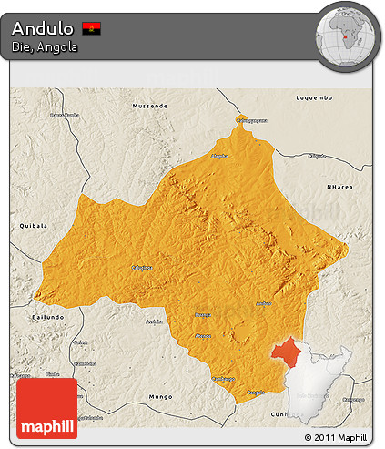 Political 3D Map of Andulo, shaded relief outside