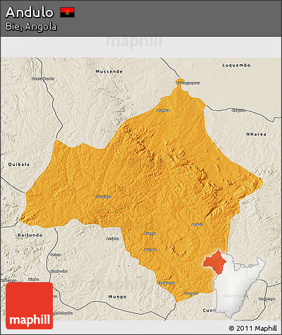 Political 3D Map of Andulo, shaded relief outside