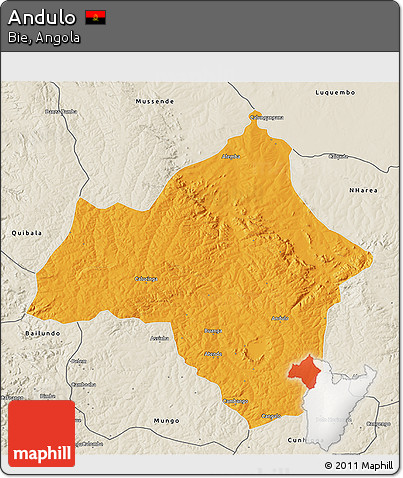 Political 3D Map of Andulo, shaded relief outside