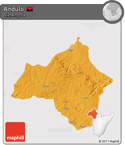 Political 3D Map of Andulo, single color outside