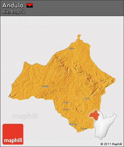 Political 3D Map of Andulo, single color outside