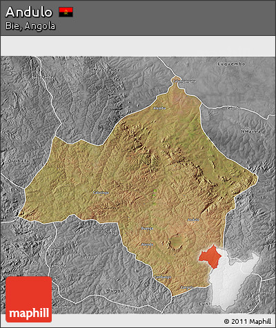 Satellite 3D Map of Andulo, desaturated