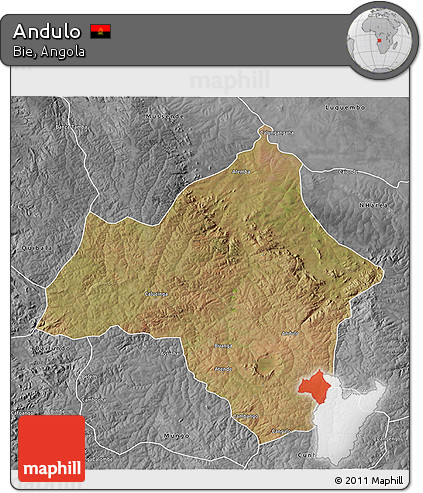 Satellite 3D Map of Andulo, desaturated