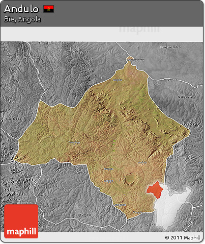 Satellite 3D Map of Andulo, desaturated
