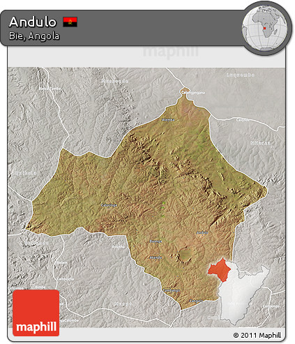 Satellite 3D Map of Andulo, lighten, semi-desaturated