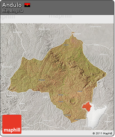 Satellite 3D Map of Andulo, lighten, semi-desaturated