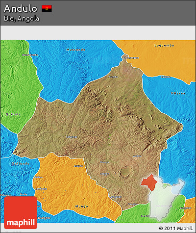Satellite 3D Map of Andulo, political outside