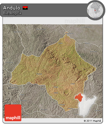 Satellite 3D Map of Andulo, semi-desaturated