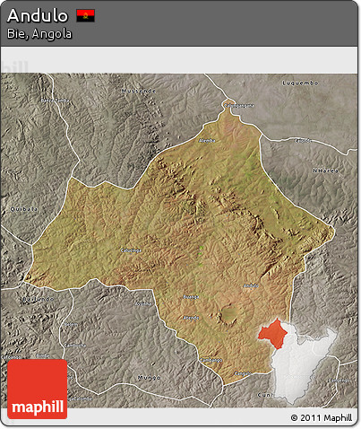 Satellite 3D Map of Andulo, semi-desaturated