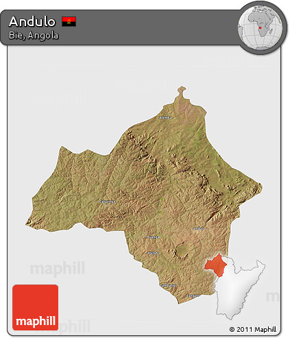 Satellite 3D Map of Andulo, single color outside