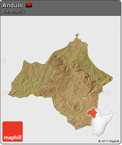 Satellite 3D Map of Andulo, single color outside
