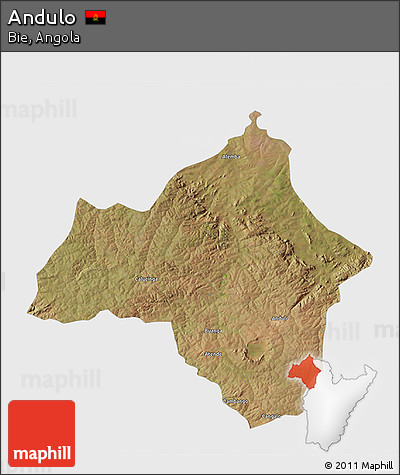 Satellite 3D Map of Andulo, single color outside
