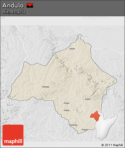 Shaded Relief 3D Map of Andulo, lighten, desaturated
