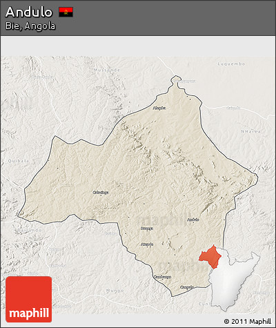 Shaded Relief 3D Map of Andulo, lighten