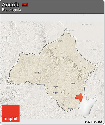 Shaded Relief 3D Map of Andulo, lighten