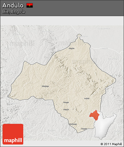 Shaded Relief 3D Map of Andulo, lighten, semi-desaturated