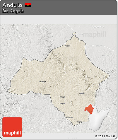 Shaded Relief 3D Map of Andulo, lighten, semi-desaturated