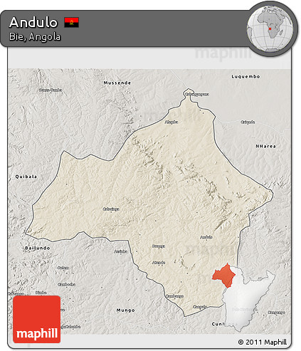 Shaded Relief 3D Map of Andulo, semi-desaturated