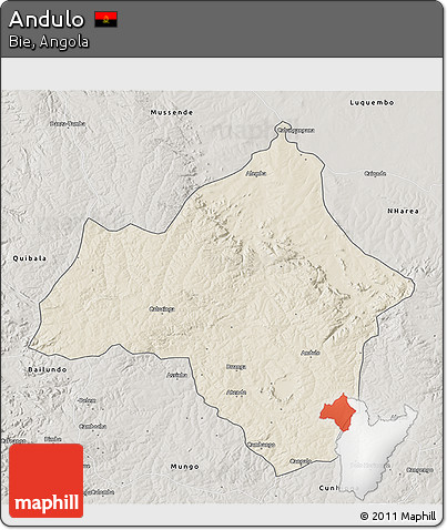 Shaded Relief 3D Map of Andulo, semi-desaturated