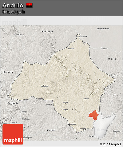 Shaded Relief 3D Map of Andulo, semi-desaturated