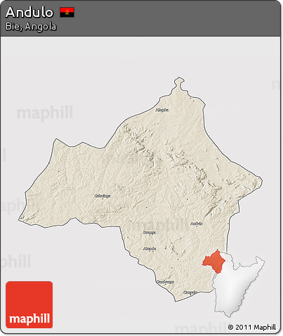 Shaded Relief 3D Map of Andulo, single color outside