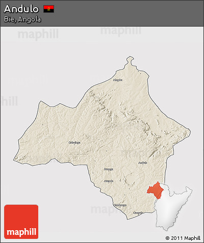 Shaded Relief 3D Map of Andulo, single color outside