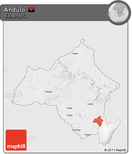 Silver Style 3D Map of Andulo, single color outside