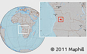 Gray Location Map of Andulo, within the entire country, hill shading